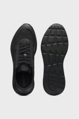 Metallic-logo trainers, Black