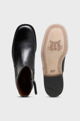 Leather boots, Black