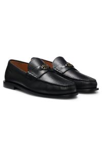 Grained-leather loafers, Black