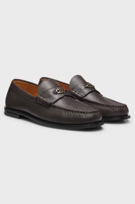 Grained-leather loafers, Dark Brown
