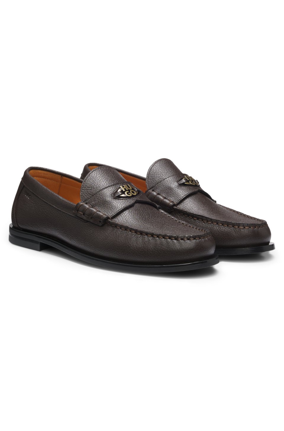 Grained-leather loafers