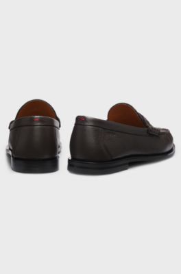 Grained-leather loafers, Dark Brown