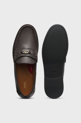 Grained-leather loafers, Dark Brown