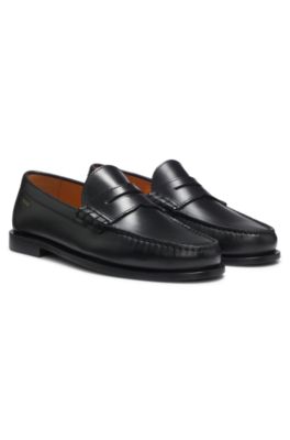 Penny loafers in leather, Black