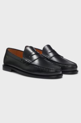 Penny loafers in leather, Black