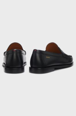 Penny loafers in leather, Black