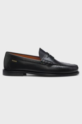 Penny loafers in leather, Black