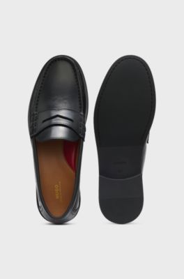 Penny loafers in leather, Black