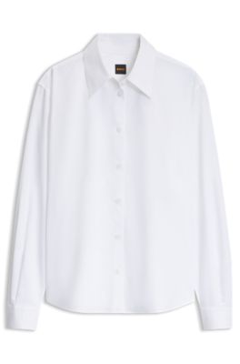 Wrap-style cotton blouse, White