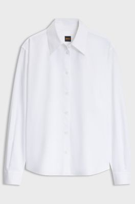 Wrap-style cotton blouse, White