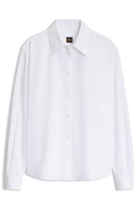 Wrap-style cotton blouse, White