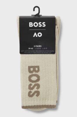 BOSS x AO 2-pack short socks, Light Beige