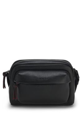 Faux-leather crossbody bag, Black
