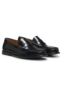 Leather penny loafers, Black
