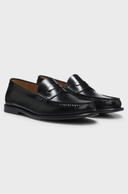 Leather penny loafers, Black