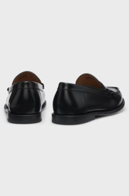 Leather penny loafers, Black