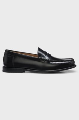 Leather penny loafers, Black