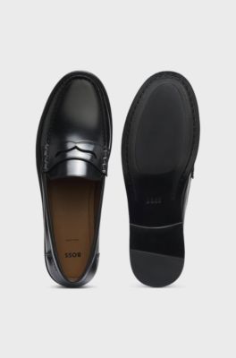 Leather penny loafers, Black