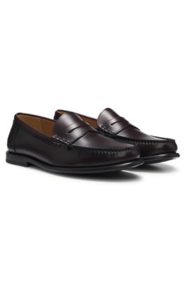 Leather penny loafers, Dark Red