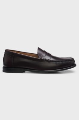 Leather penny loafers, Dark Red