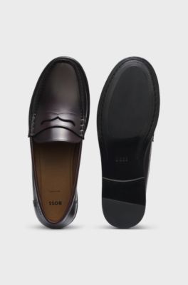 Leren pennyloafers, Donkerrood