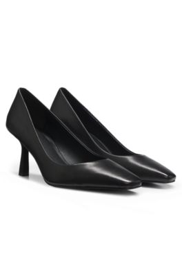 Leather pumps with angled toe, Black