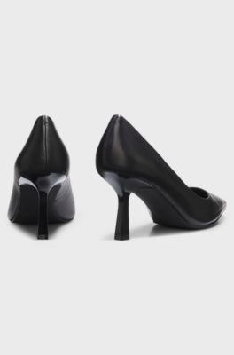 Leather pumps with angled toe, Black