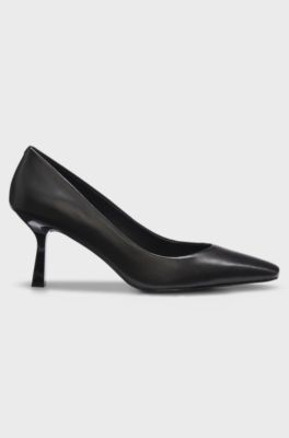 Leather pumps with angled toe, Black