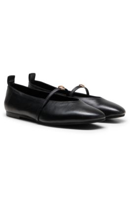 Leather ballerina pumps, Black
