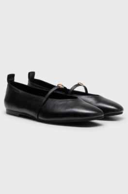 Leather ballerina pumps, Black