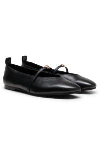 Leather ballerina pumps, Black