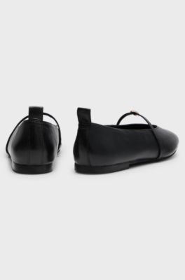 Leather ballerina pumps, Black