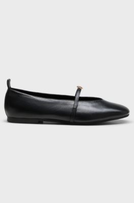 Leather ballerina pumps, Black