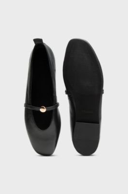 Leather ballerina pumps, Black