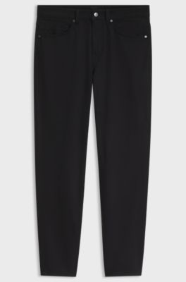 Trousers in a stretch cotton-wool fabric, Black