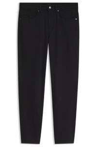 Trousers in a stretch cotton-wool fabric, Black