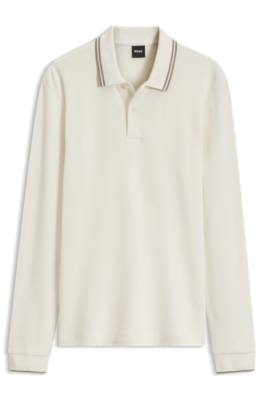 Boss Waffle-structure polo shirt in stretch cotton pikéer herr – bild 4