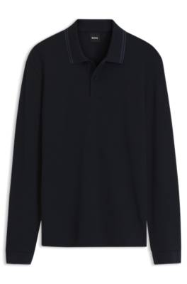 Waffle-structure polo shirt in stretch cotton 4