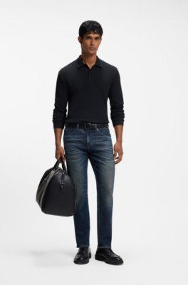 Waffle-structure polo shirt in stretch cotton 2