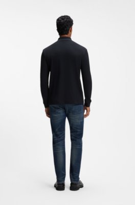 Waffle-structure polo shirt in stretch cotton 3