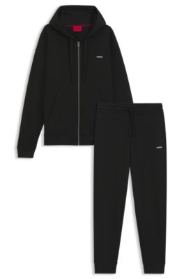 Relaxed-fit tracksuit set in French-terry cotton, Black