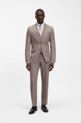 Slim-fit shirt in structured cotton twill, White Stripes