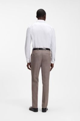Slim-fit shirt in structured cotton twill, White Stripes