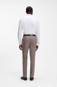 Slim-fit shirt in structured cotton twill, White Stripes