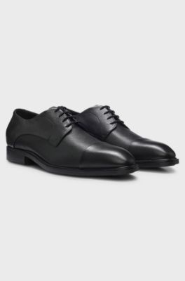 Italian-made Derby shoes in grained leather, Black