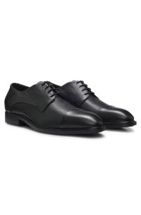 Italian-made Derby shoes in grained leather, Black