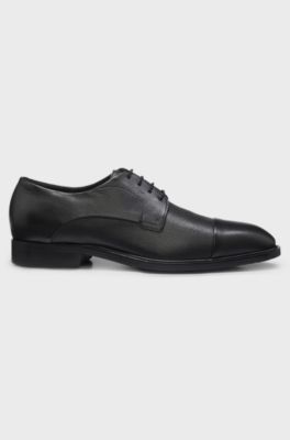 Italian-made Derby shoes in grained leather, Black