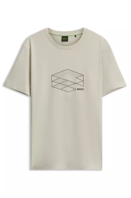 Stretch-cotton T-shirt with graphic print
