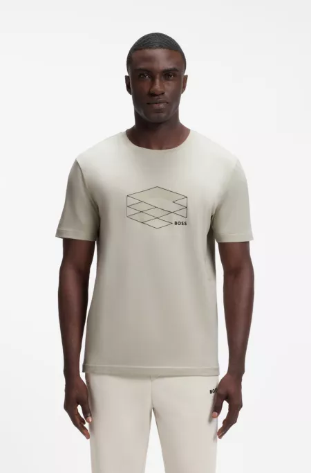 Stretch-cotton T-shirt with graphic print