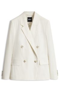Regular-fit stretch-cotton blazer, Natural